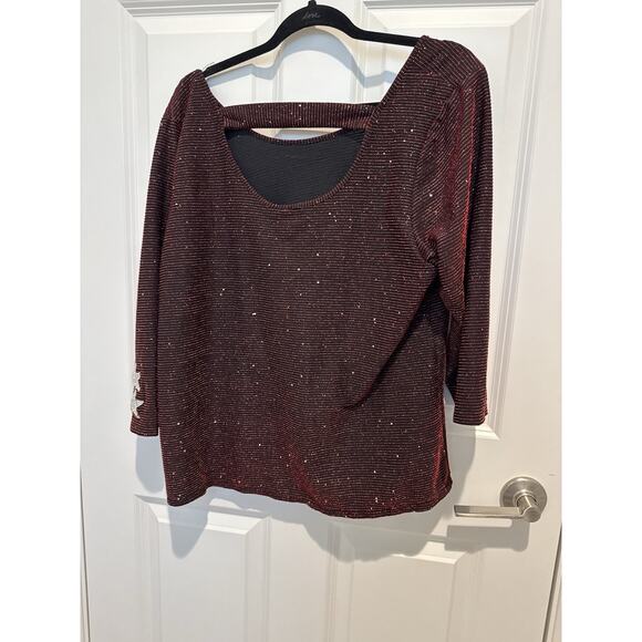 Womens XL Beaded Embellished Sweater Black And Red - Picture 6 of 6